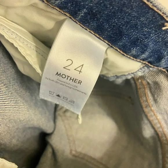 MOTHER The Flirt Fray Straight Leg Jeans Cold Feet Blue Size 24 - Picture 8 of 9